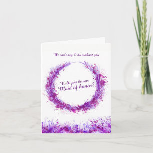 Convite Arte roxo de casamento você será nossa dama de hon