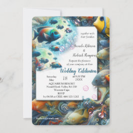 Convite Arte subaquática de peixes e corais em acrílico