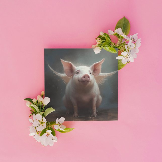 Convite Arte Surreal Sonhadora de Porco Voador com Asas Ca (Criador carregado)