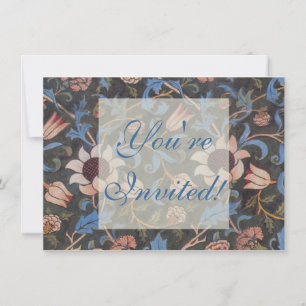 Convite Arte Têxtil Floral Evenlode de William Morris