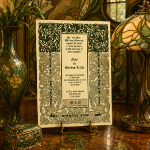 Convite Arte Vintage Nouveau 2 Bordas de Folhagem Colorida