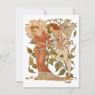 Convite Arte Vitoriano Antigo, Rosa por Walter Crane