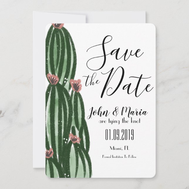 Convite Artes Caprichosas de Cactus Salve a Data (Frente)