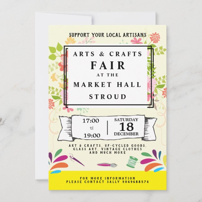 Convite artes e crafternoon justo do mercado do artesanato (Frente)