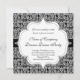 Convite Artes e Ofícios Elegante Floral Preto e Branco