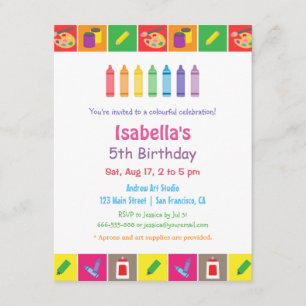 Convite Artes e partido de aniversário de criança temát