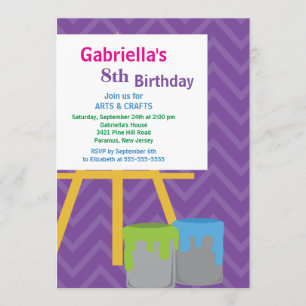 Convite Artes & festa de aniversário da pintura dos miúd