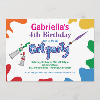 Convite Artes & festa de aniversário da pintura dos miúdos