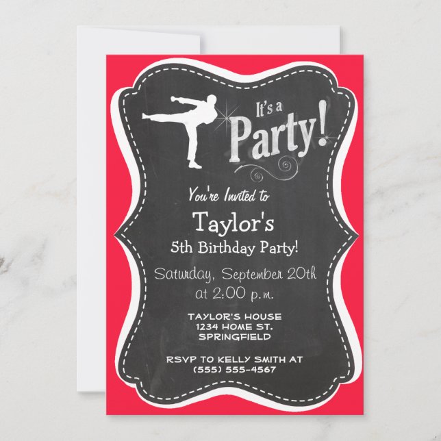 Convite Artes Marciais Vermelhas Escarlate (Frente)