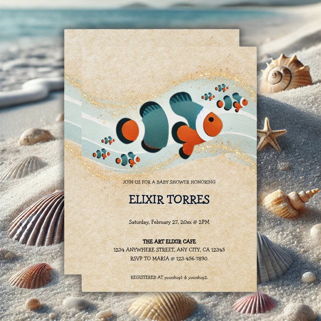 Convite Artesanato De  De Flor De Peixe Nemo Chá de fralda (Criador carregado)