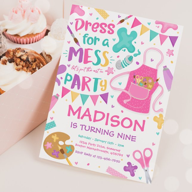 Convite Artesanato de pintura de Festa de aniversário (Criador carregado)