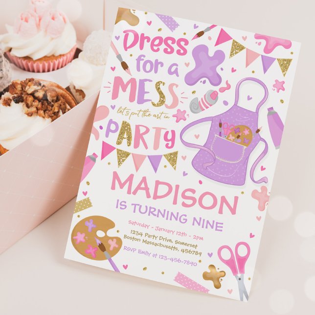 Convite Artesanato de pintura de Festa de aniversário (Criador carregado)