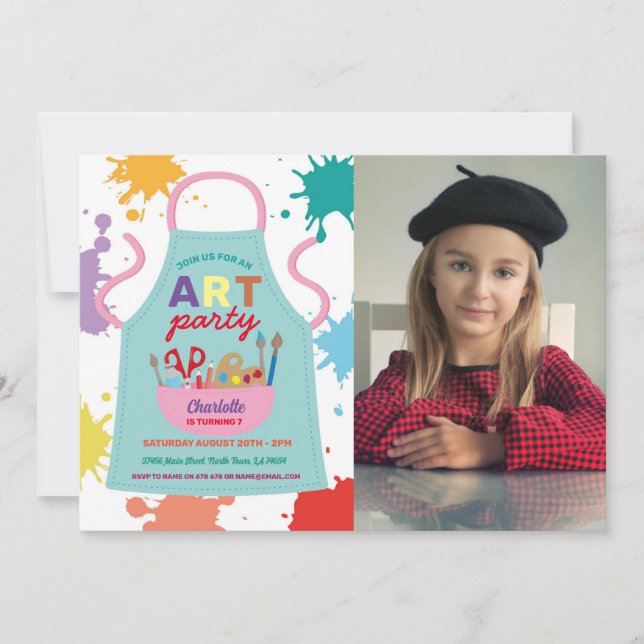Convite Artesanatos de pintura de pintura em festas de art (Frente)