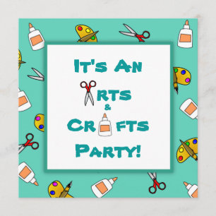 Convite Artesanatos e Artes Teais Festa de aniversário In