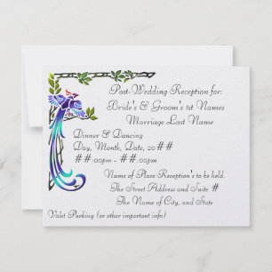 Convite Artesão Peacocks (Recepção de casamento Metálica)