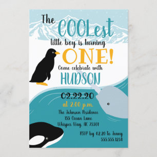 Convite ártico do aniversário dos animais