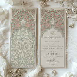 Convite Artisan Coral e Sage Casamento de Locais Islâmicos