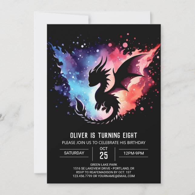 Convite Artisan Dragon Birthday Editável (Frente)