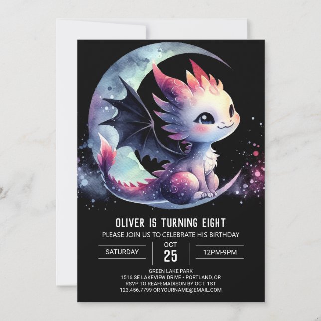 Convite Artisan Dragon Birthday Personalizável (Frente)