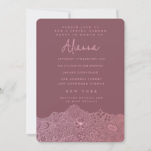 Convite Artista de Cena de Jardim Único Rosa de Aniversári