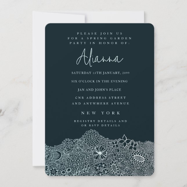 Convite Artista Único da Cena de Jardim Aniversário do Céu (Frente)