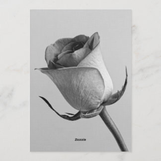 Convite Artistic Minimalist Black and White Rose Bud