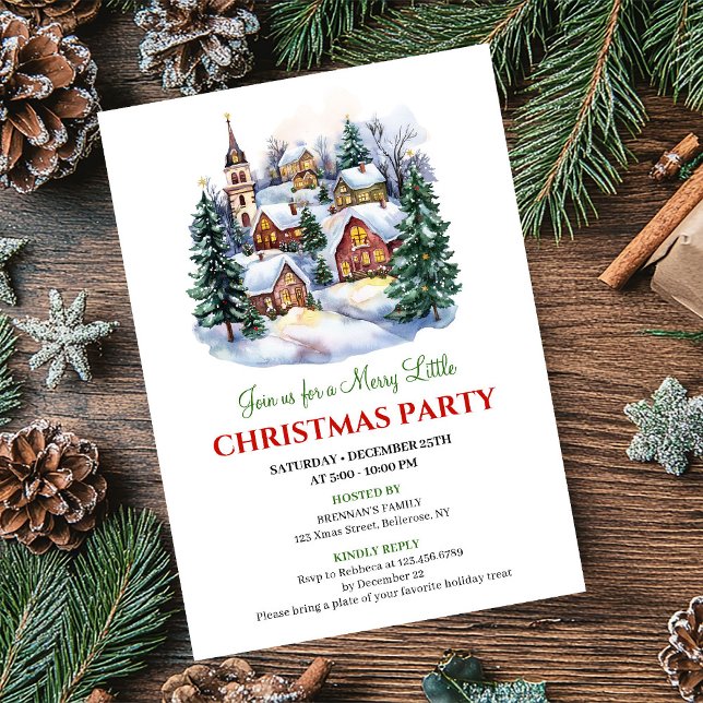 Convite Artistic minimalist Christmas scene holiday invite (Artistic minimalist Christmas scene holiday invitation)