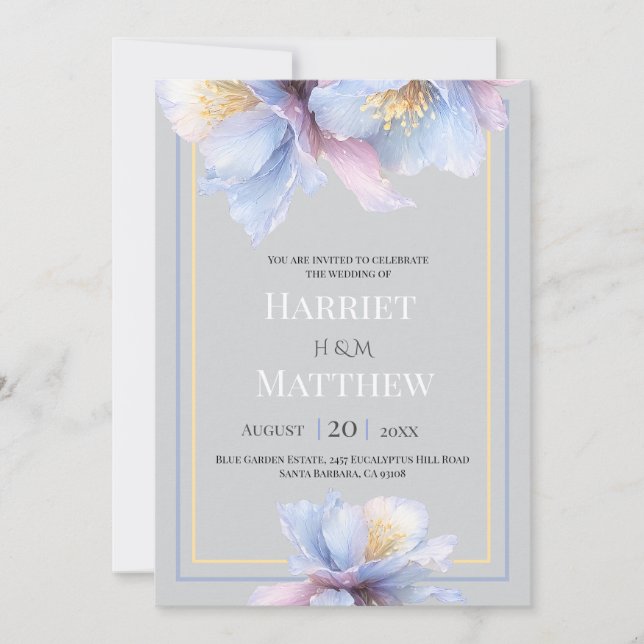 Convite Artistic Pastel Botanical Sublime Florals Wedding (Frente)