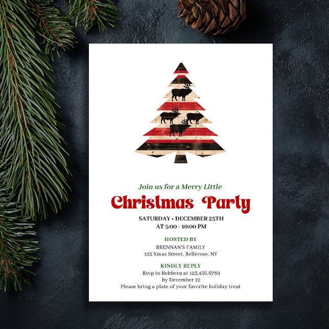 Convite Artistic Red Black Plaid Holiday Gathering Card (Artistic Red Black Plaid Holiday Gathering Card)