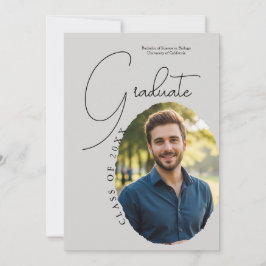 Convite Artistic Script Photo Modern Minimalist Graduation