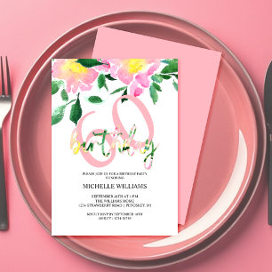Convite Artístico Verão Floral Aquarela Arte Aniversário