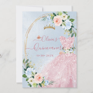 Convite ArtsApp H2 Blush Blue Roses Deslumbrante Quinceane