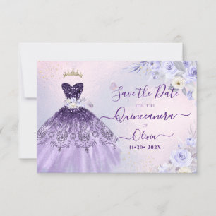 Convite ArtsApp H2 Ombre Roxo Espelhado Quinceanera