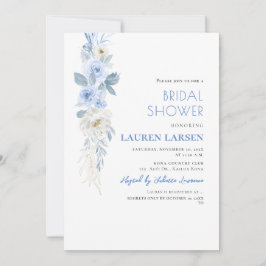 Convite ArtsApp H2 Rosas azuis empoeirados Folhagem verde