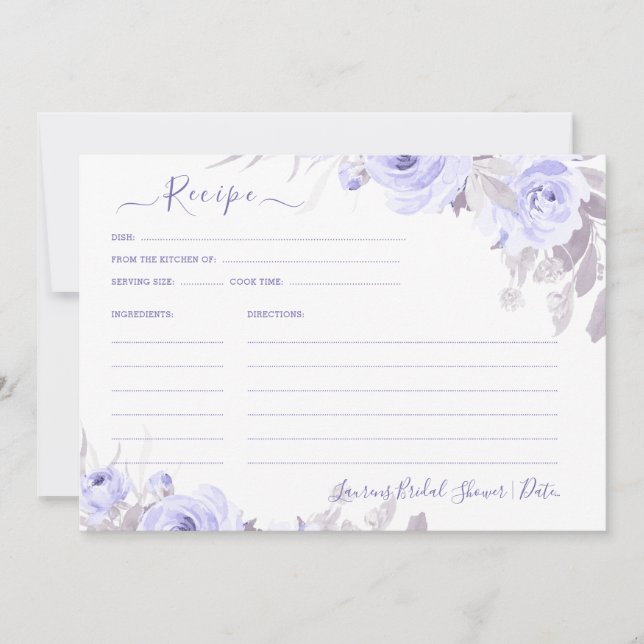 Convite ArtsApp H2 Rosas Púrpura Empoeiradas Noivado Recei (Frente)