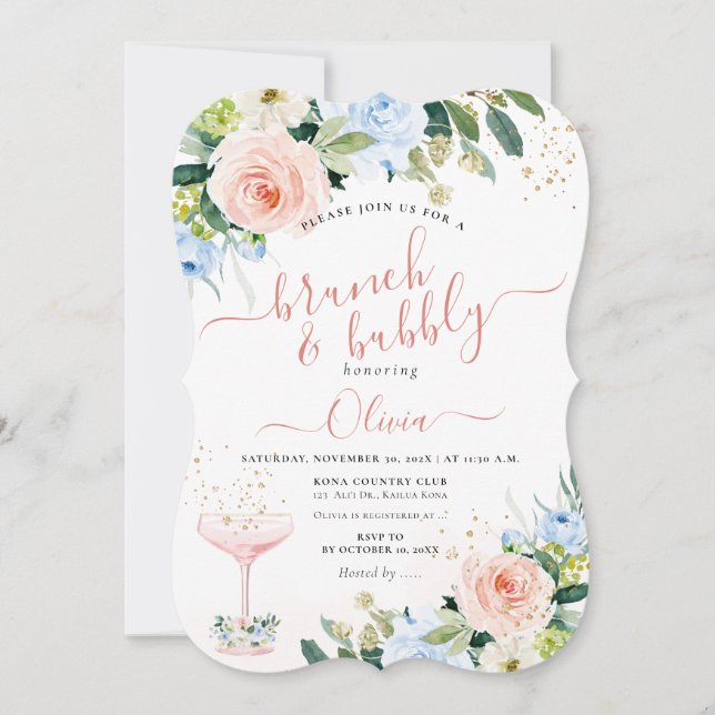 Convite ArtsApp H2 Roses Rosa Esmagadas Brunch (Frente)