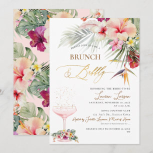 Convite ArtsApp Paraíso Tropical Faux Gold Brunch+Bubbly