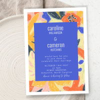 Artsy Abstrato Blue e Yellow Botanical Wedding