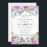 Convite Artsy Elegant Pink Teal Floral Watercolor Sweet 16<br><div class="desc">Este convite de aniversário moderno e elegante de dezesseis é perfeito para a na moda e moça de moda. Apresenta flores e folhas cor-de-rosa-baga, cor-de-rosa-esbranquiçada, verde-lacrimogêneo, ouro amarelo e preto, pintadas com uma cor de água, sobre um simples fundo branco. É um design bonito, país, moderno e artístico; a escolha...</div>