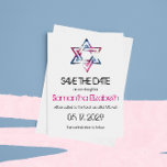 Convite Artsy Star do David Bar Bat Mitzvah salva a data<br><div class="desc">A Estrela de David em tons de rosa e azul em textura artística granulada é impressa nestes cartões salve a data de Bar e Bat Mitzvah. Pelo seu filho ou filha.</div>
