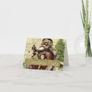 Convite Árvore Alegre do Papai Noel Ilustração Clássica