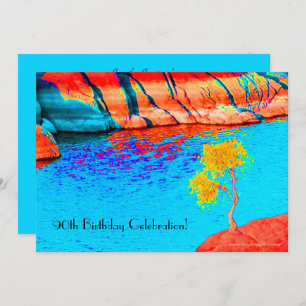 Convite Árvore Amarela de Celebração de Aniversário de 90,