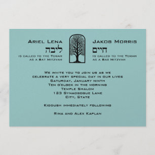 Convite Árvore Arranjante da Vida Gira Bar Mitzvah Hebrai