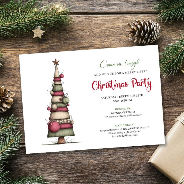 Convite Árvore caprichosa, diversão, celebração moderna de (Whimsical tree fun modern Christmas celebration)