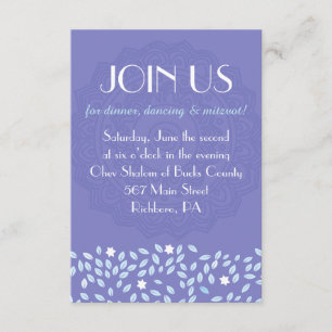 Convite ÁRVORE COM STARS Bat Mitzvah Reception Party Card