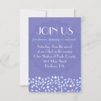Convite ÁRVORE COM STARS Bat Mitzvah Reception Party Card