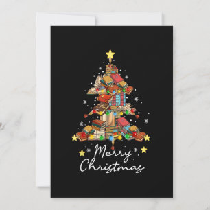 Convite Árvore da Biblioteca Feliz Natal Leitor de Livros 