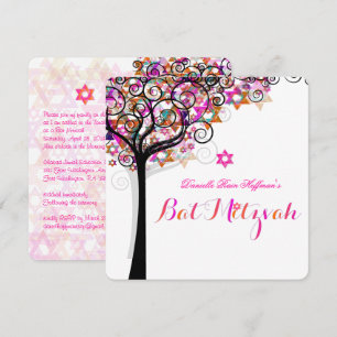 Convite Árvore da Vida Bat Mitzvah/ Fundo de DIY da PixDez
