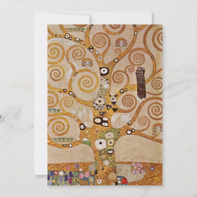 Convite Árvore da vida de Gustav Klimt, Stylized Art Nouve (Frente)