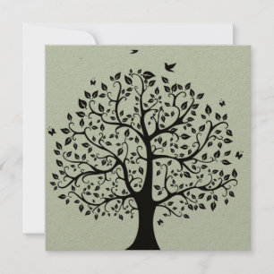 Convite Árvore da vida em preto e branco